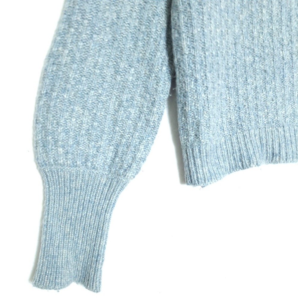 The Westside Baby Alpaca Sweater Womens M Blue Ribbed Knit Puff Sleeve Cozy Soft - Picture 6 of 11
